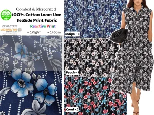 100% Cotton Loom Line  SeaSide Print Fabric - 047