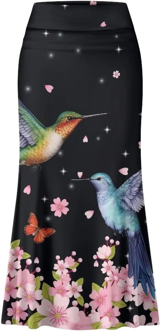 2024 Womens High Waist Maxi Long Skirts Sexy for Ladies Spring Summer Casual Formal Work Skirt Plus Size S-2XL