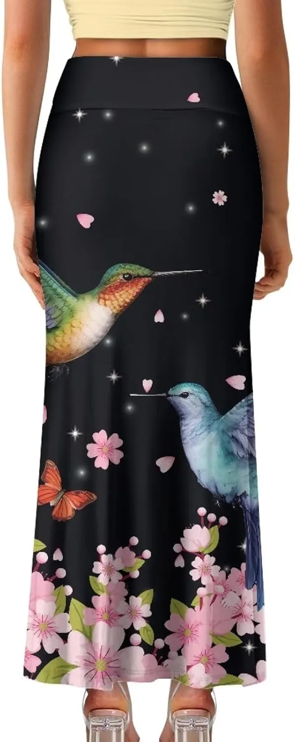 2024 Womens High Waist Maxi Long Skirts Sexy for Ladies Spring Summer Casual Formal Work Skirt Plus Size S-2XL