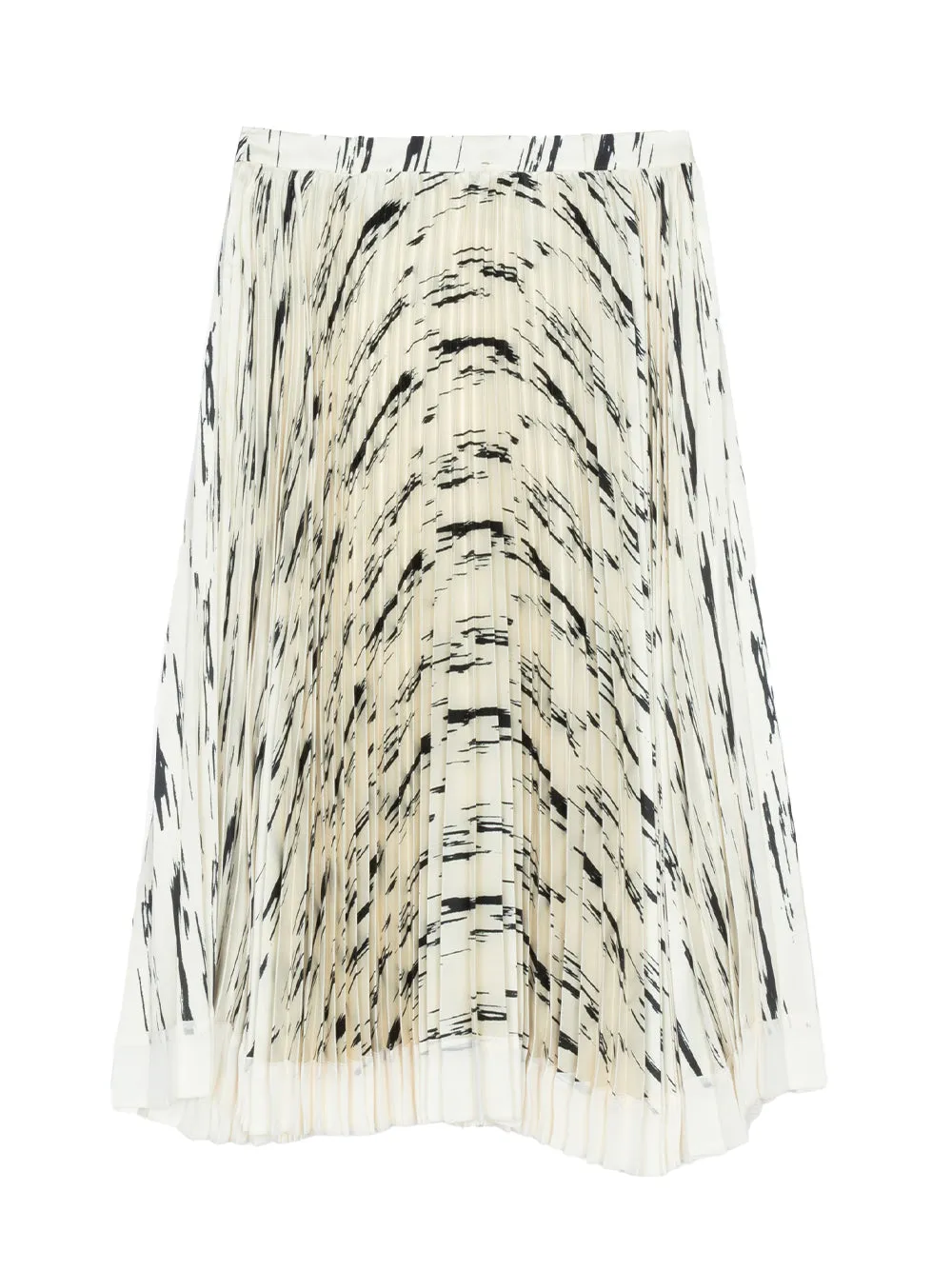 Abstract Wood Grain Pleated Skirt (Ivory Multi)