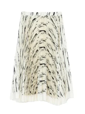 Abstract Wood Grain Pleated Skirt (Ivory Multi)
