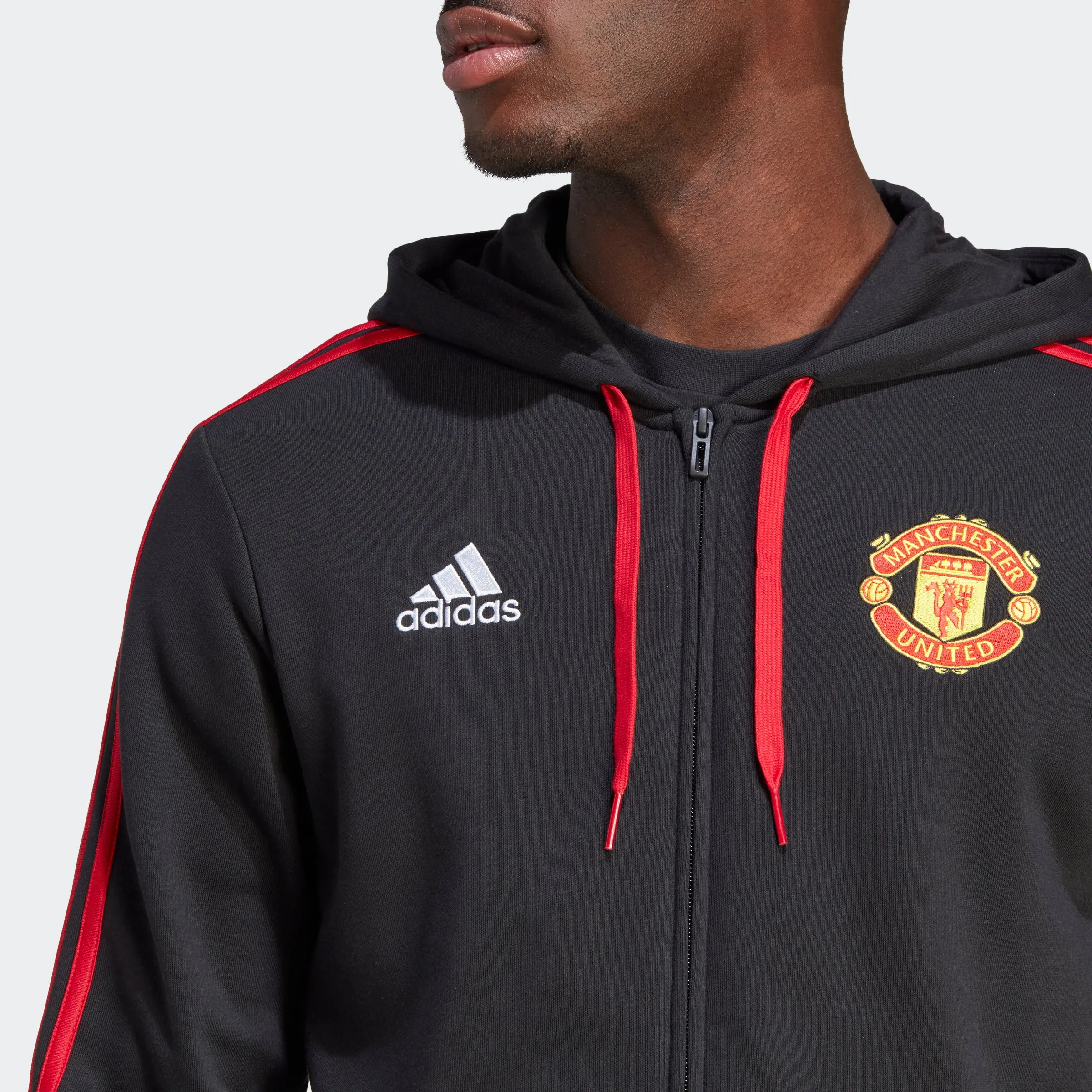 adidas Manchester United '23/24 DNA Full-Zip Hoodie | Black/Red | Men's