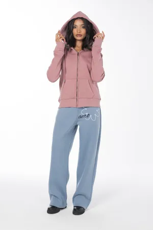 AERO FLORAL EMBROIDERED JOGGER SWEATPANTS-BLUE