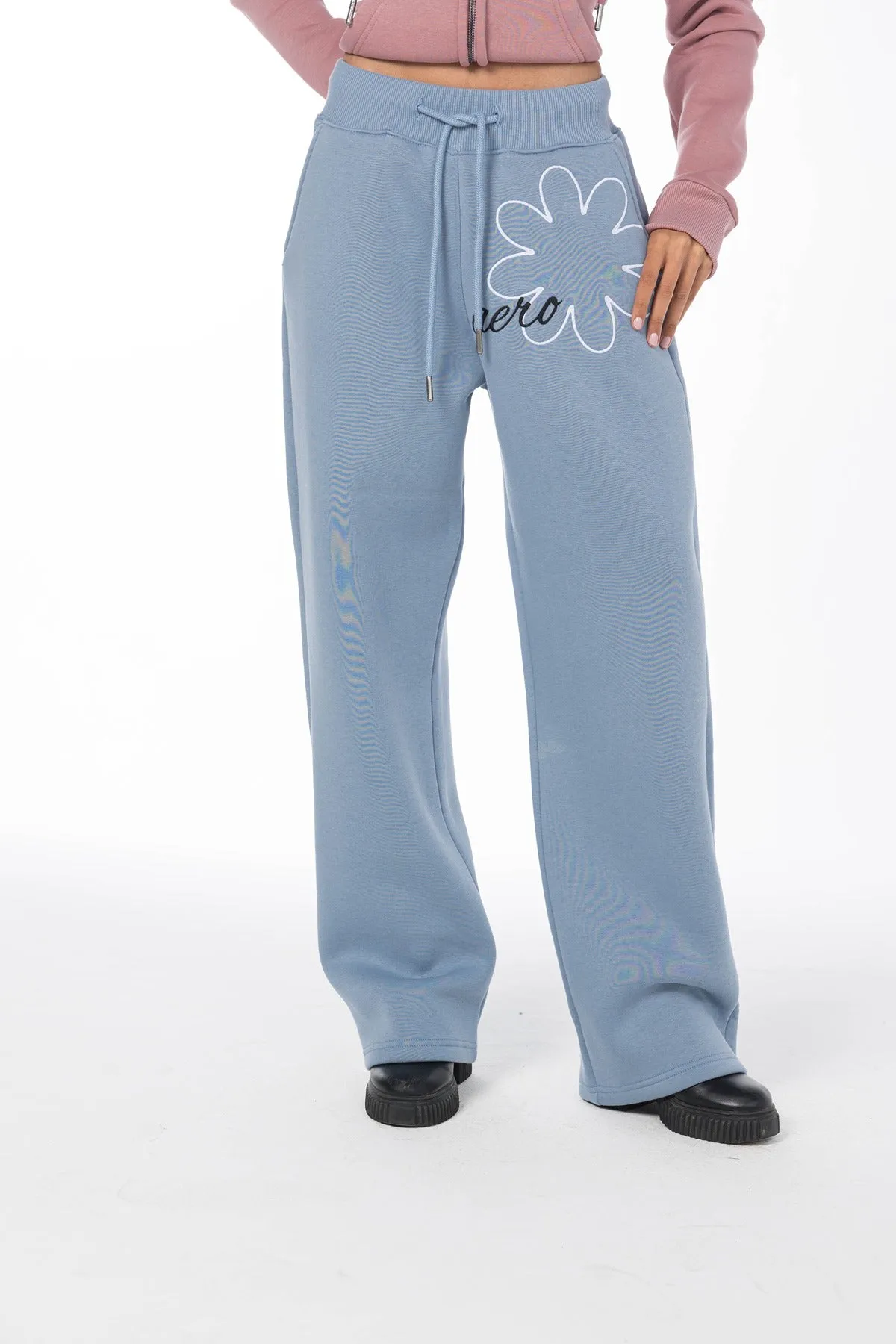 AERO FLORAL EMBROIDERED JOGGER SWEATPANTS-BLUE