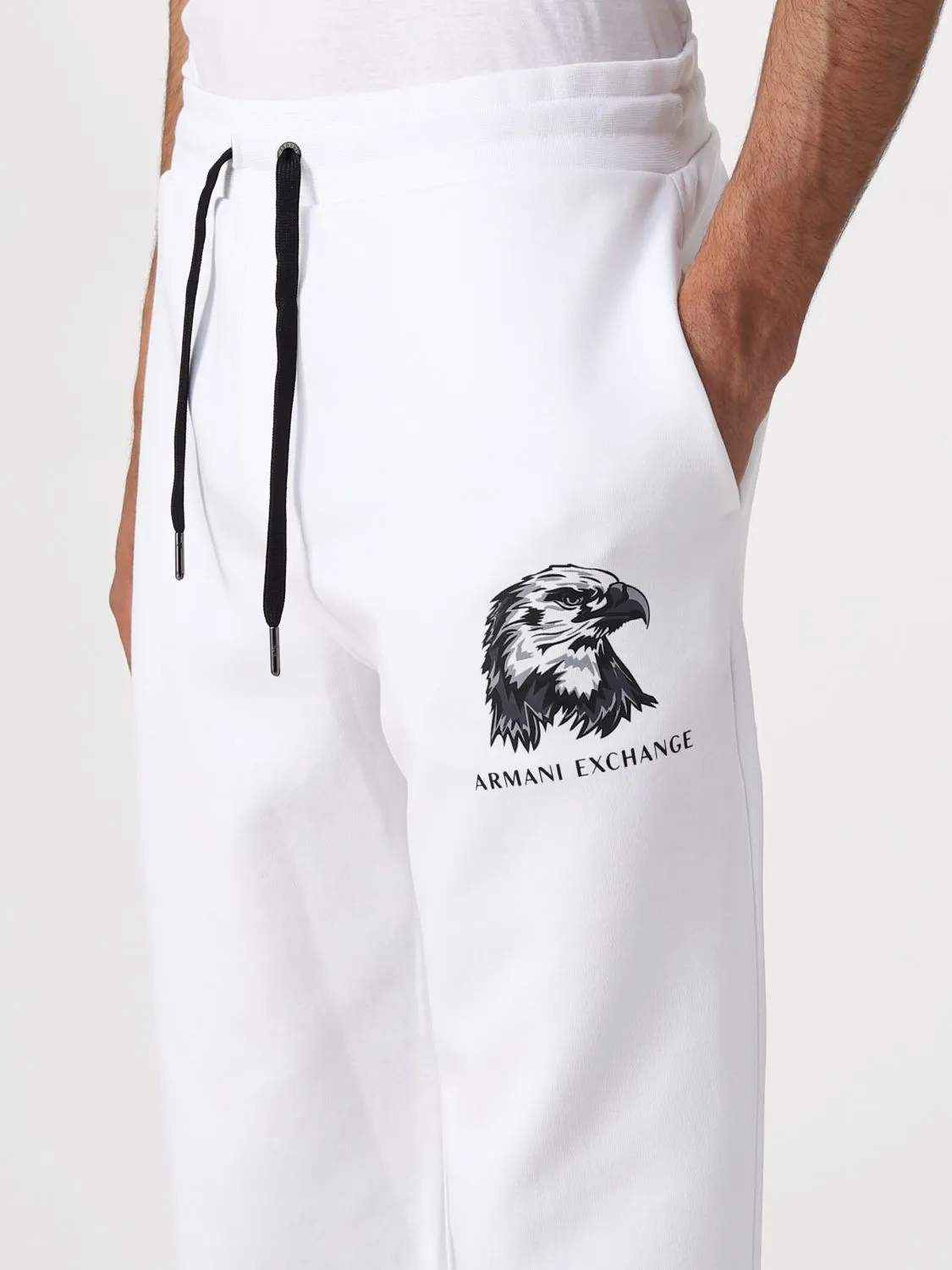 armani exchange eagle white sweat pants