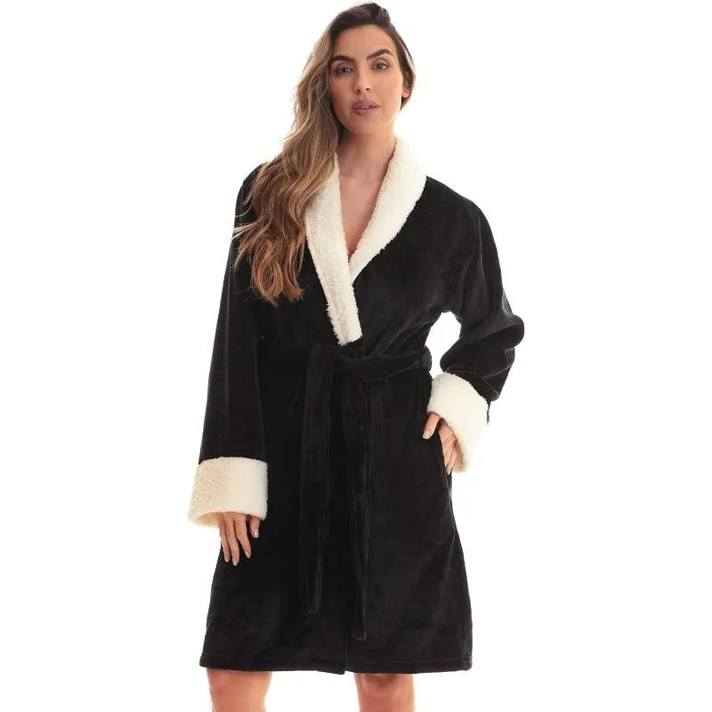 Belted Fleece Bathrobe Set  Soft and Warm Robe Relaxation