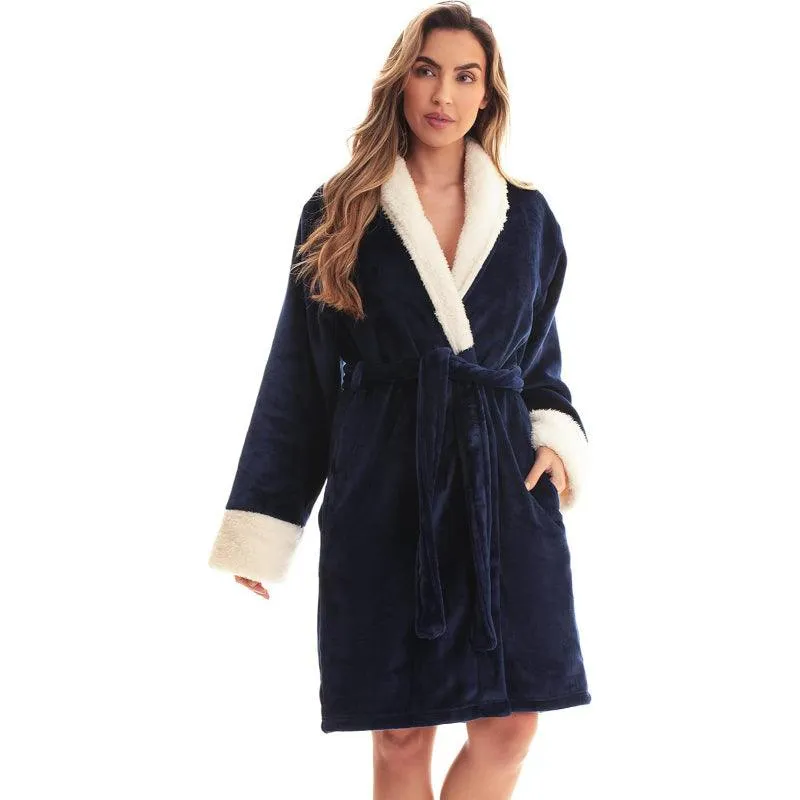 Belted Fleece Bathrobe Set  Soft and Warm Robe Relaxation