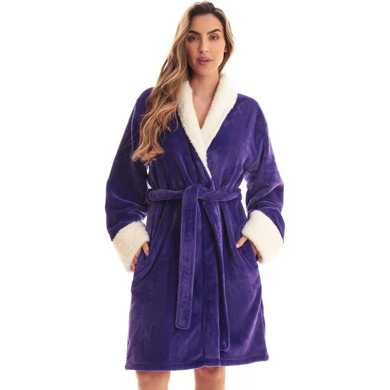 Belted Fleece Bathrobe Set  Soft and Warm Robe Relaxation