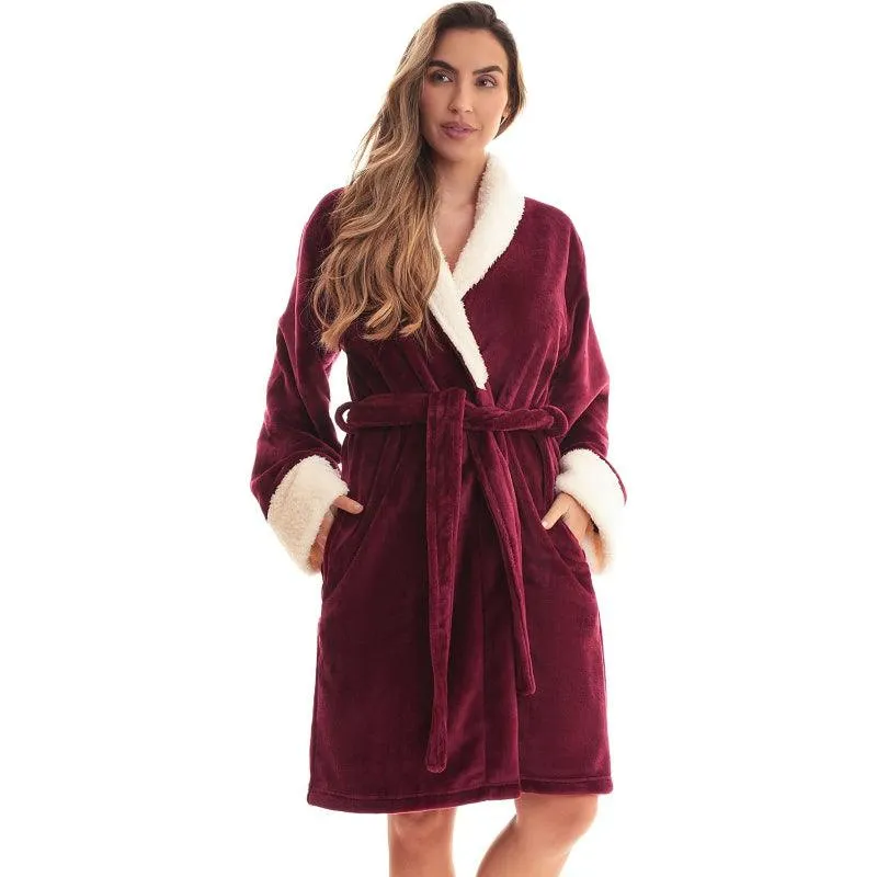 Belted Fleece Bathrobe Set  Soft and Warm Robe Relaxation