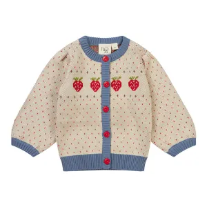 Betty Cardigan, Slate Blue/ Warm Cotton