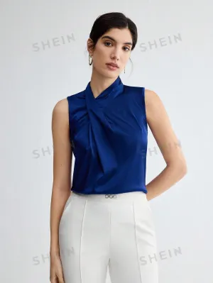 BIZwear Women'S Solid Color Pleated Shirt