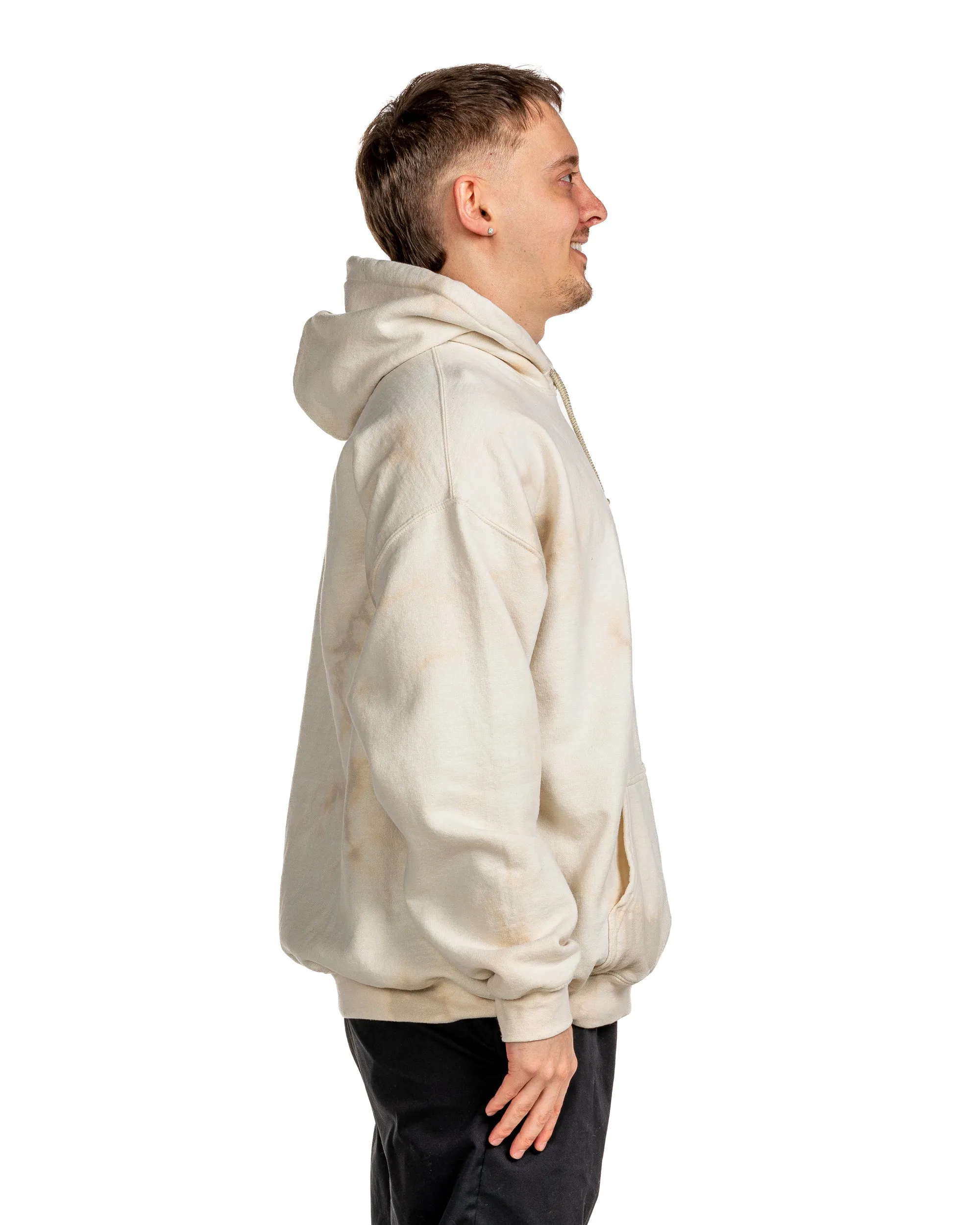 Bleach Wash Essential Fleece Hoodie - Sand Gobi