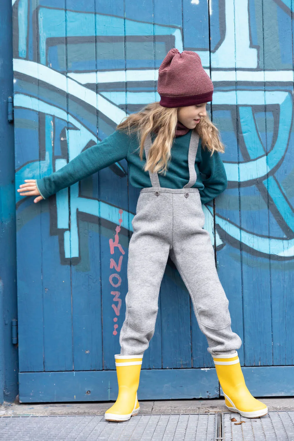 BOILED WOOL TROUSERS - olive