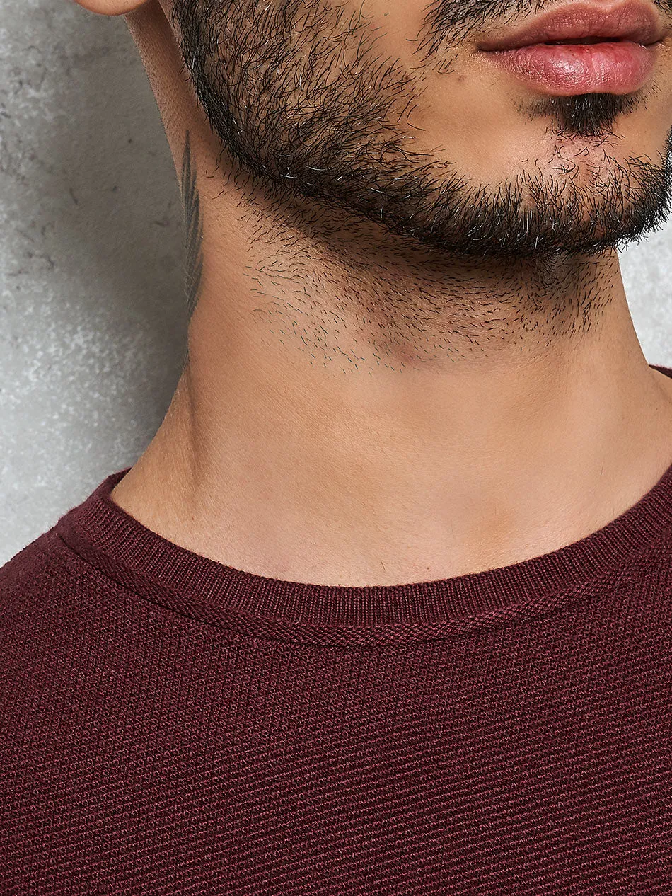 BURGUNDY LONG SLEEVED TEE