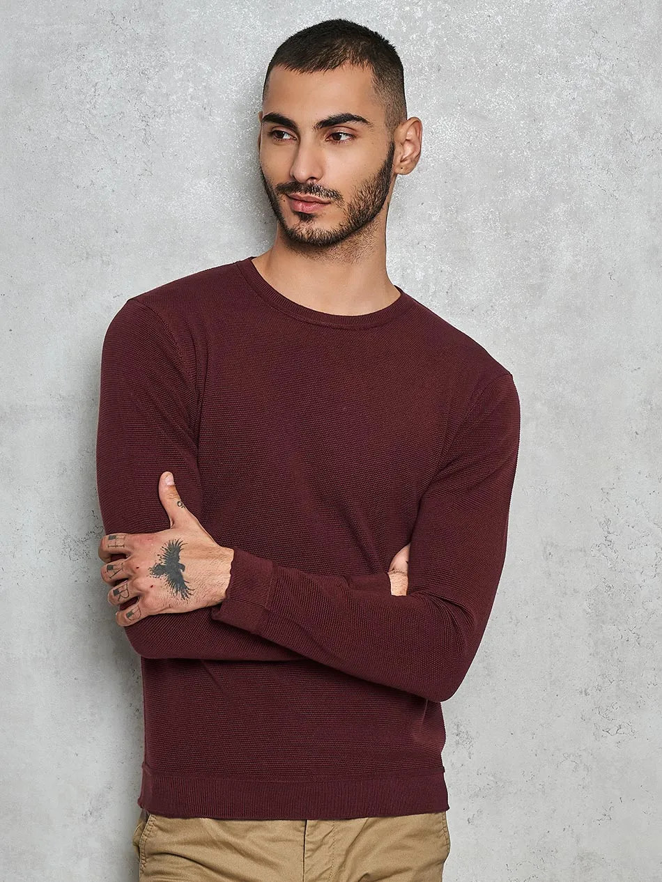 BURGUNDY LONG SLEEVED TEE