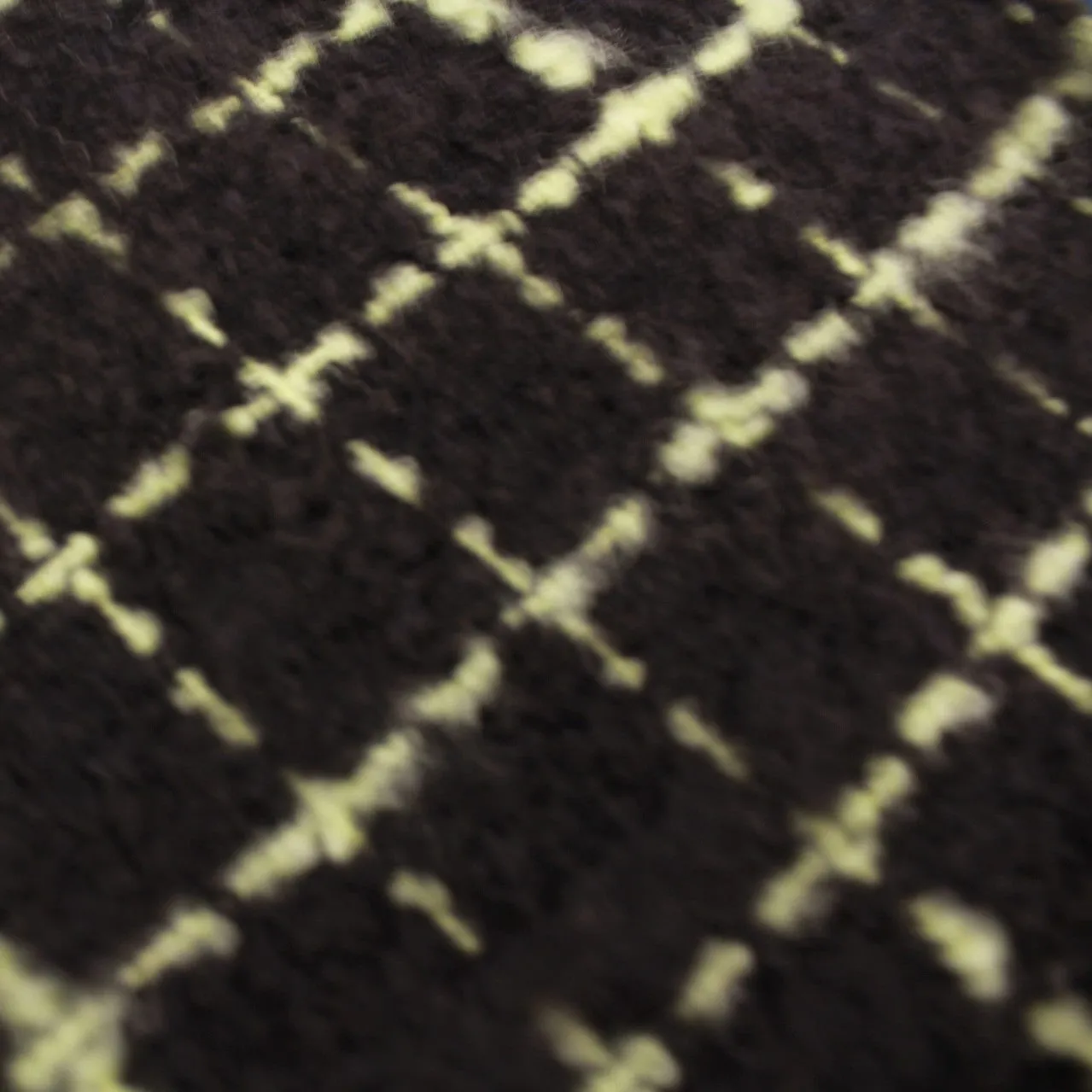 Checkered Wool Tweed Coating - Black/Green
