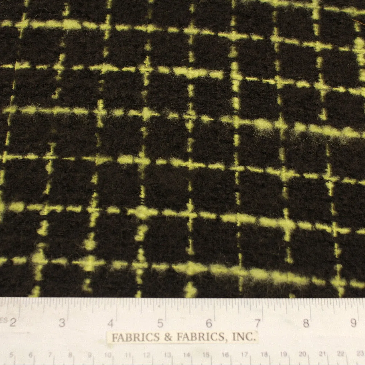 Checkered Wool Tweed Coating - Black/Green