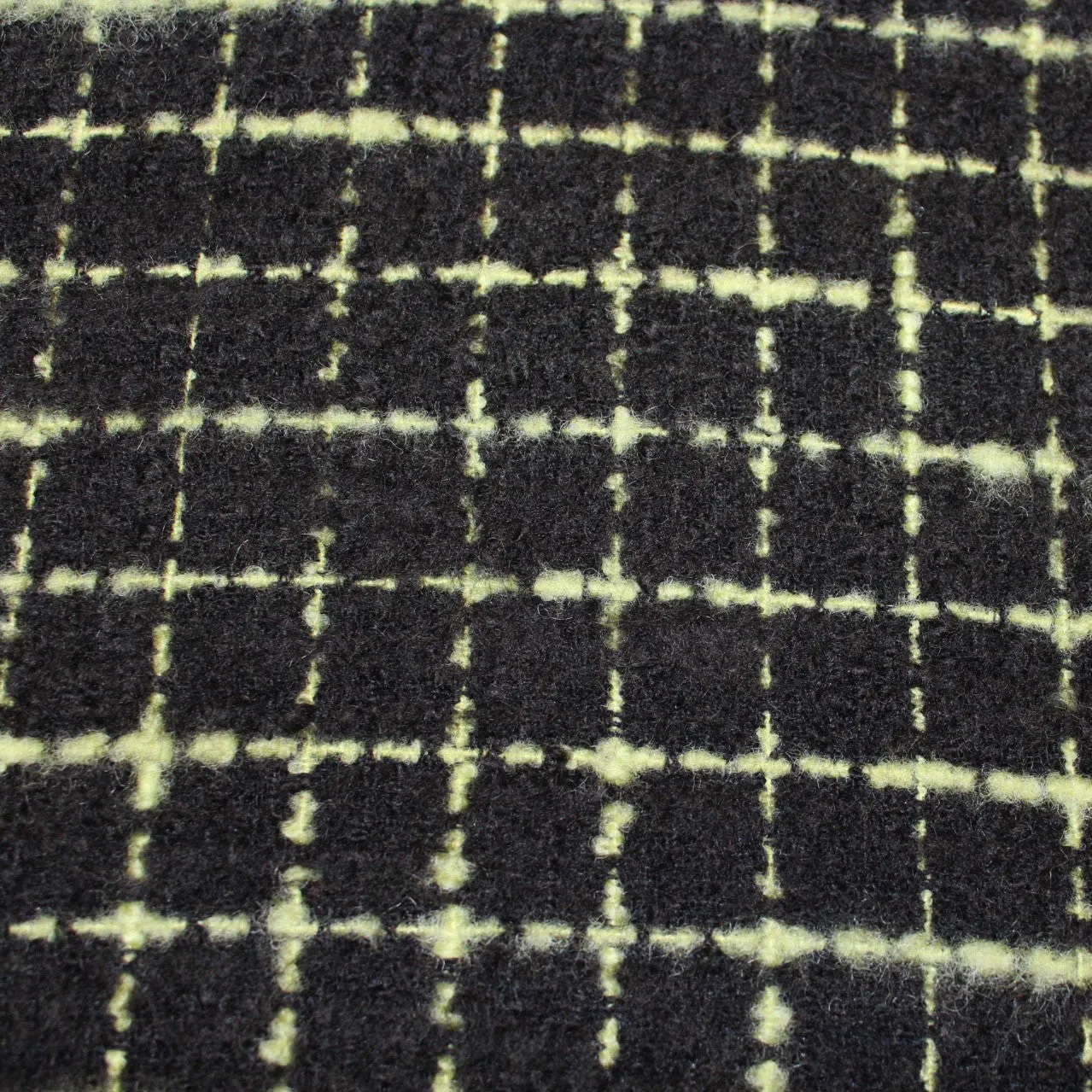 Checkered Wool Tweed Coating - Black/Green