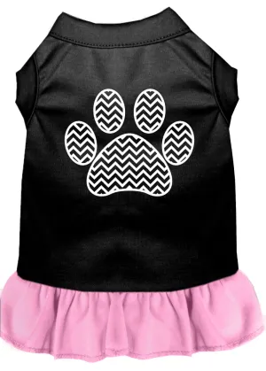 Chevron Paw Screen Print Dress Black With Light Pink Xxl