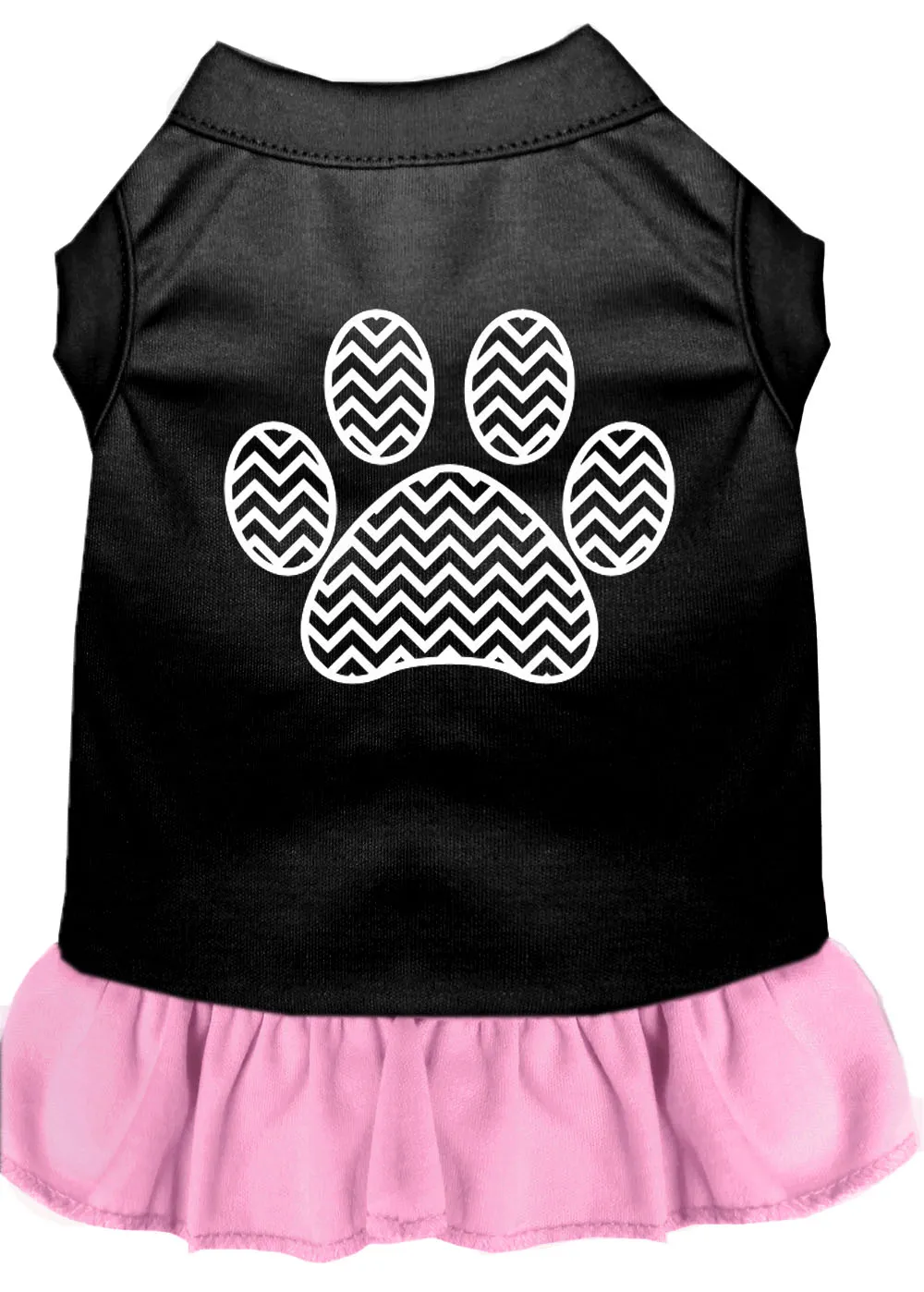 Chevron Paw Screen Print Dress Black With Light Pink Xxl