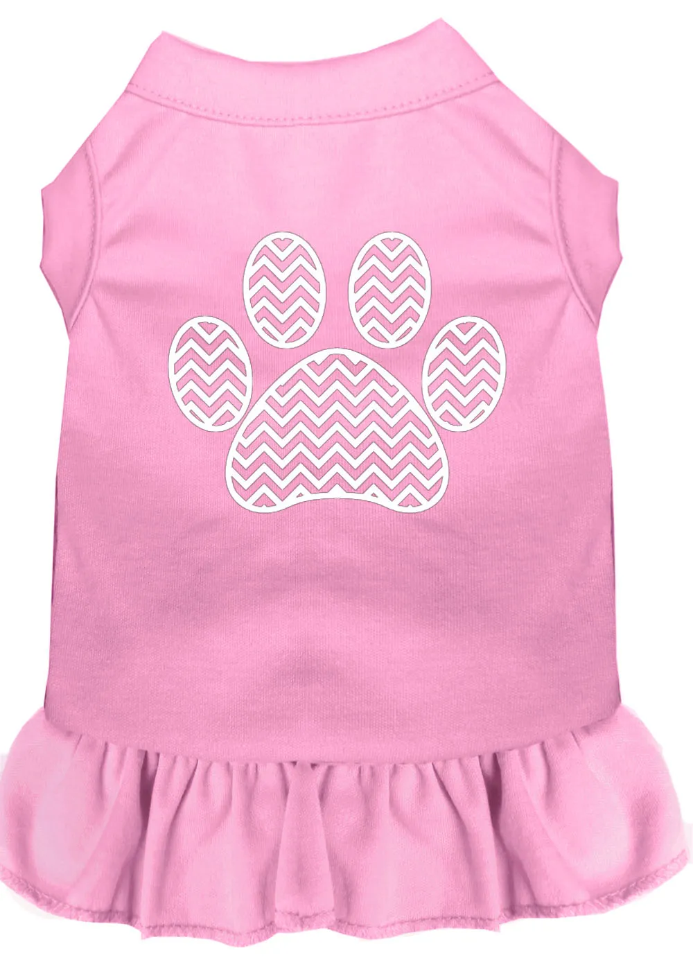 Chevron Paw Screen Print Dress Light Pink Xxxl