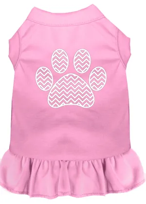 Chevron Paw Screen Print Dress Light Pink Xxxl