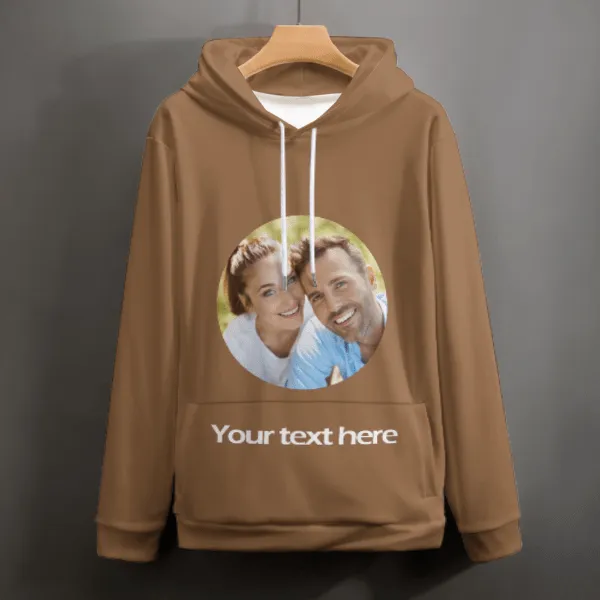 Custom Photo & Text Plus Size Hoodie with Couple Pictures Black Hoodie with Design Personalized Face Unisex Loose Hoodie Custom Top Outfits