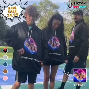 Custom Photo & Text Plus Size Hoodie with Couple Pictures Black Hoodie with Design Personalized Face Unisex Loose Hoodie Custom Top Outfits