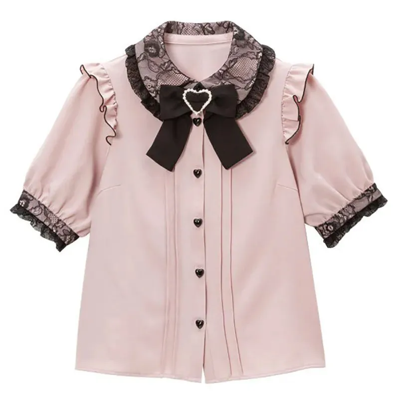 Cute Jirai Japanese Style Blouse Elegant Long Sleeve Sweet Top