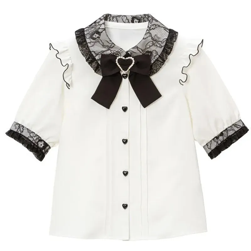 Cute Jirai Japanese Style Blouse Elegant Long Sleeve Sweet Top