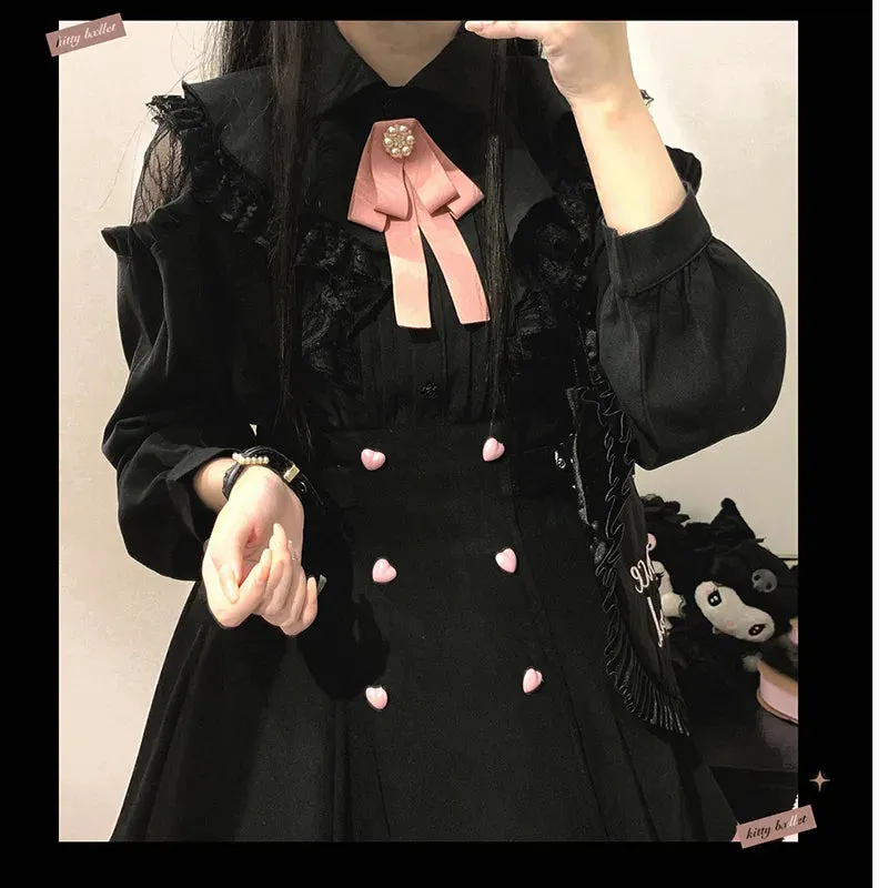 Cute Jirai Japanese Style Blouse Elegant Long Sleeve Sweet Top