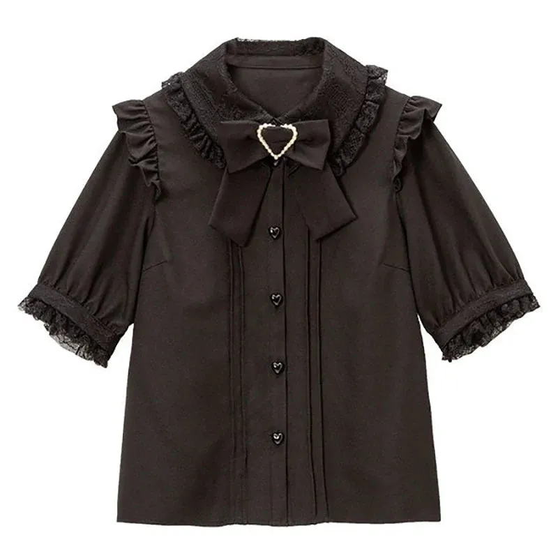 Cute Jirai Japanese Style Blouse Elegant Long Sleeve Sweet Top