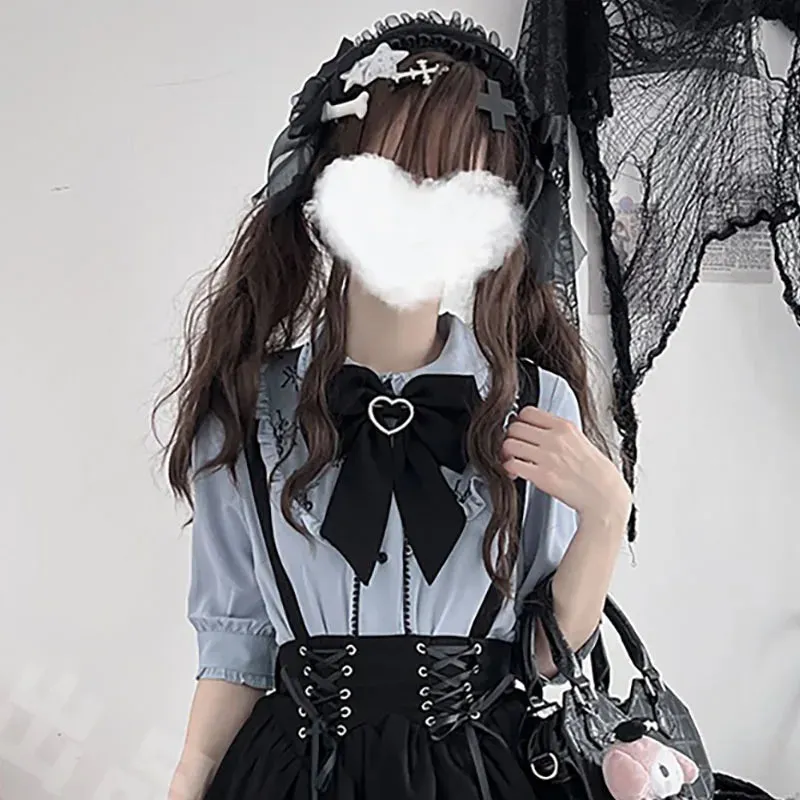 Cute Jirai Japanese Style Blouse Elegant Long Sleeve Sweet Top