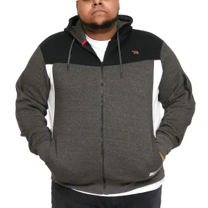 D555 Mens Nathan Big Tall Hooded Full Zip Sweatshirt - Charcoal