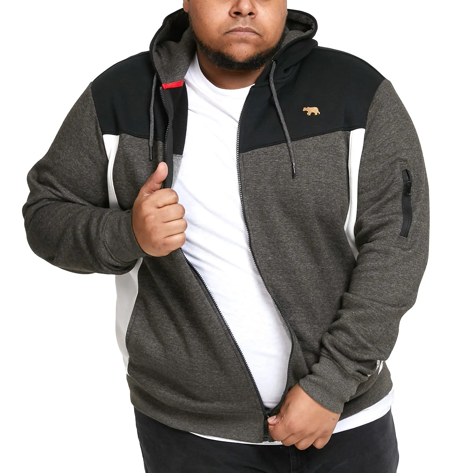 D555 Mens Nathan Big Tall Hooded Full Zip Sweatshirt - Charcoal