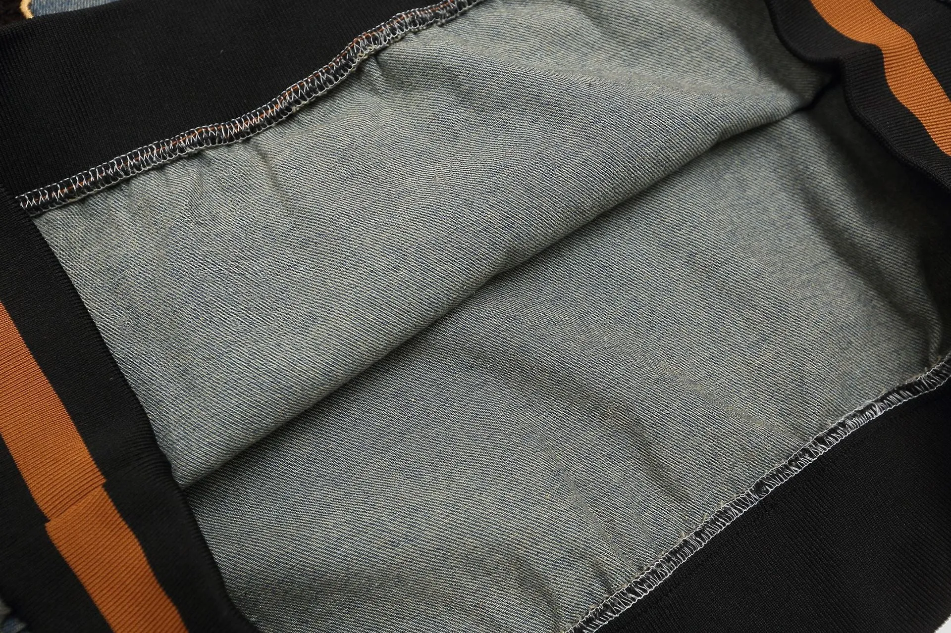 Denim Varsity Sweatshirt Retro Style