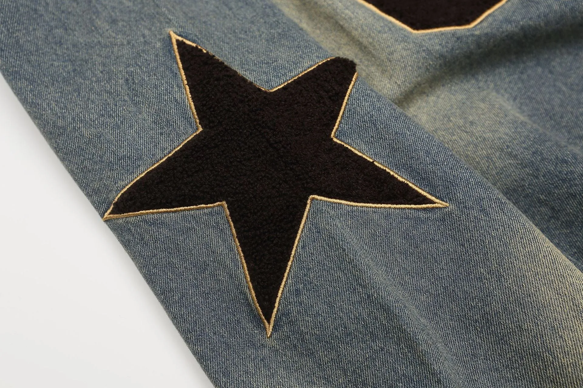 Denim Varsity Sweatshirt Retro Style