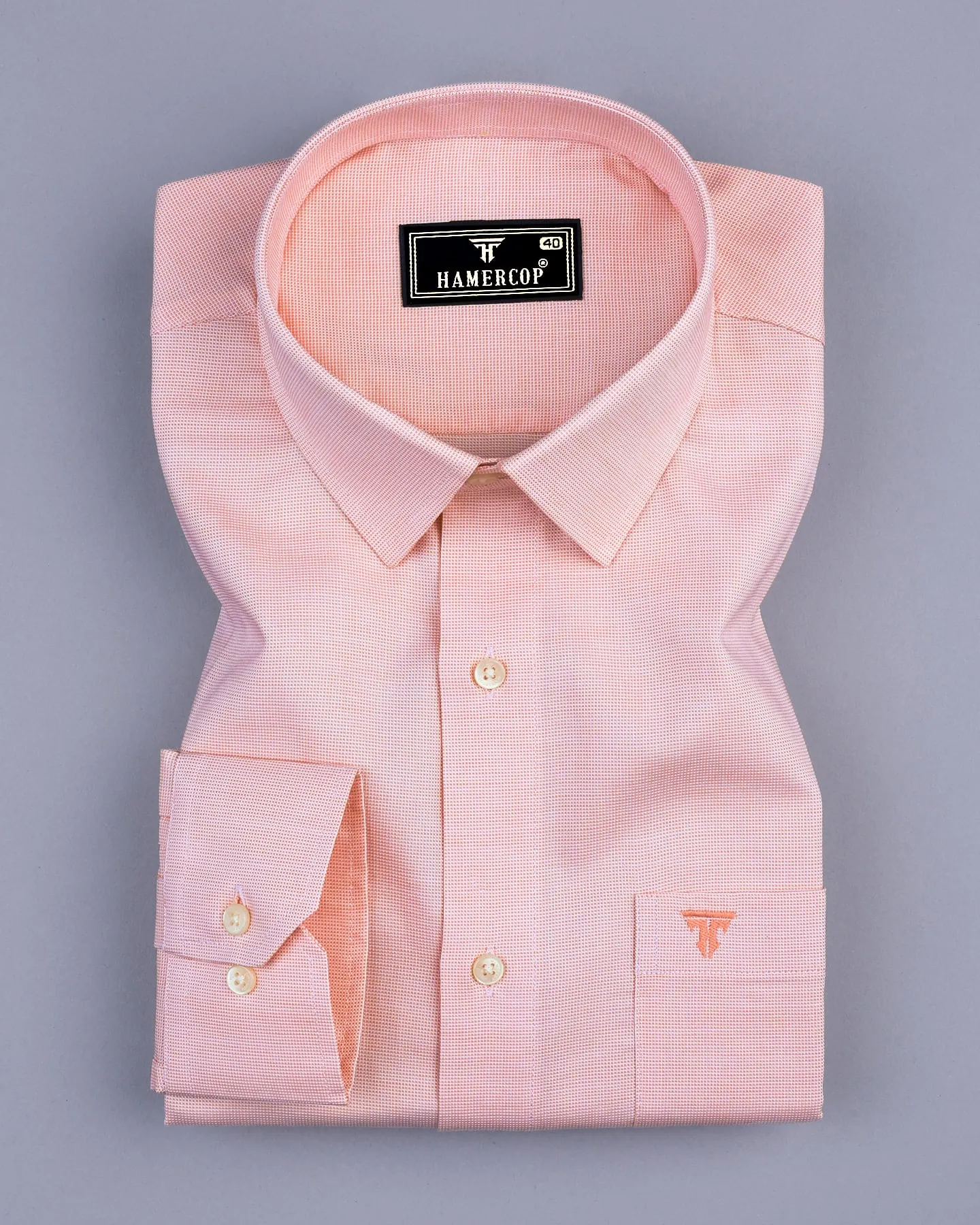 Divine Orange Dobby Texture Premium Giza Cotton Shirt