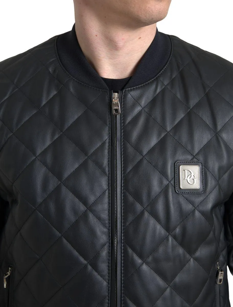 Dolce & Gabbana Black Leather Quilted Jacket