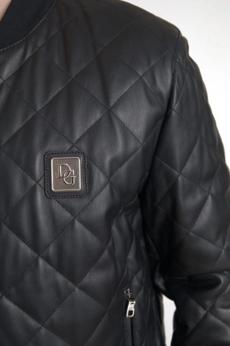 Dolce & Gabbana Black Leather Quilted Jacket