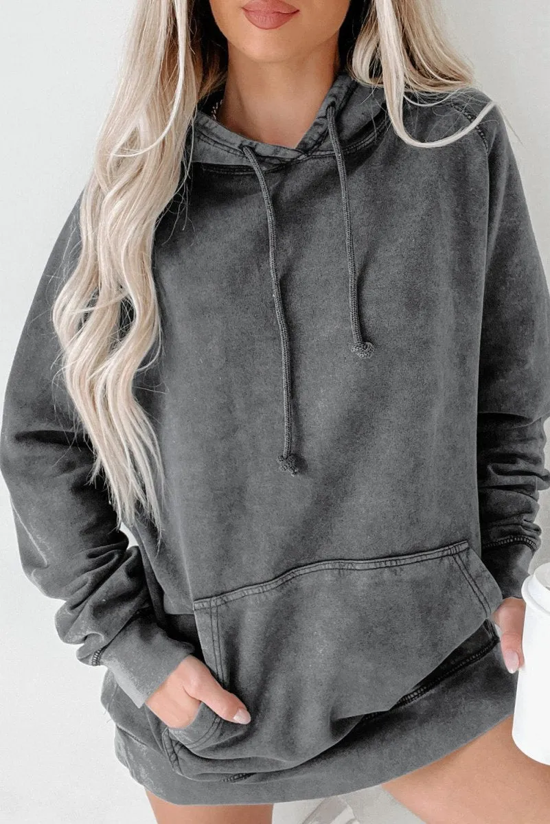 Drawstring Mineral Wash Pullover Hoodie
