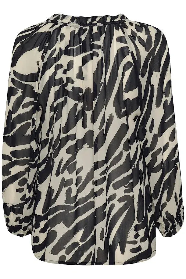 ELSIAPW BLOUSE "Dark Navy Brush Print"