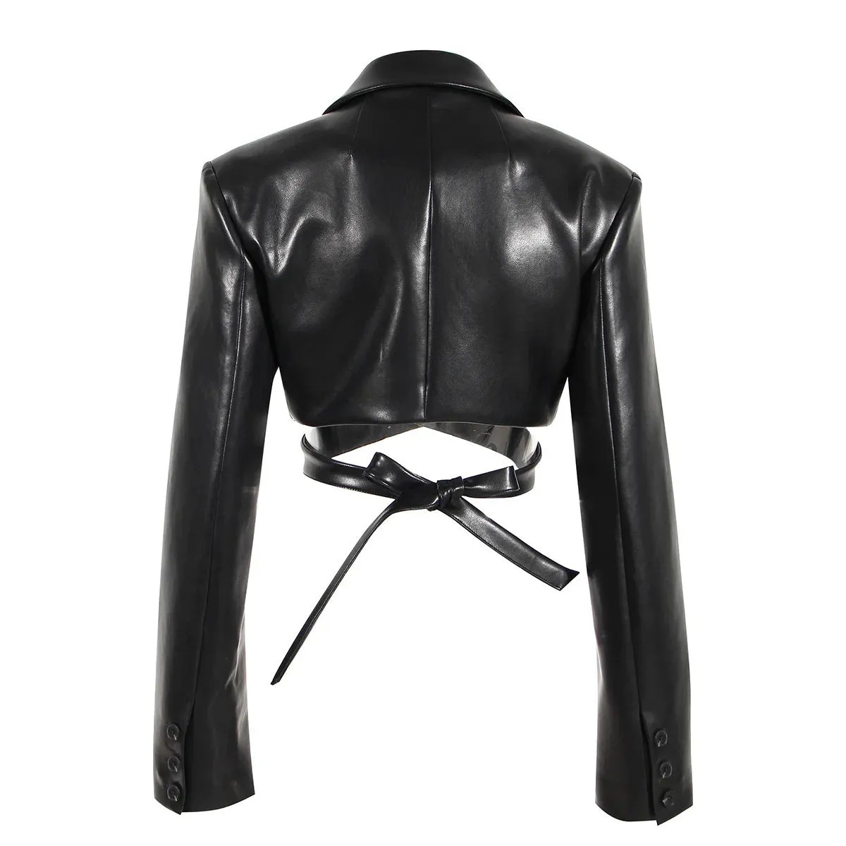 Faux Leather Cropped Jacket