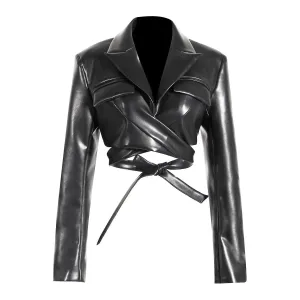 Faux Leather Cropped Jacket