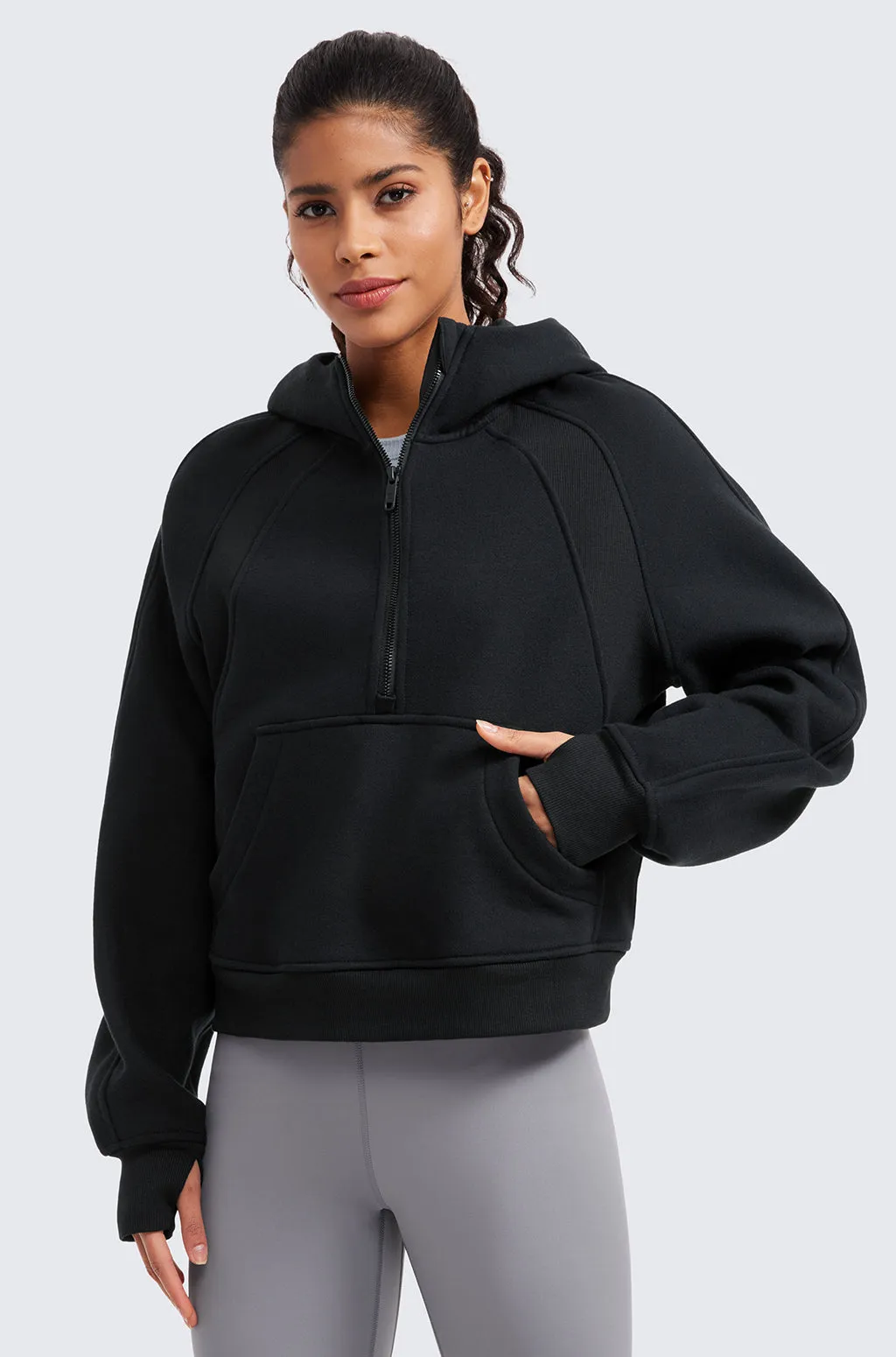 Fleece Lined Half Zip Hoodies