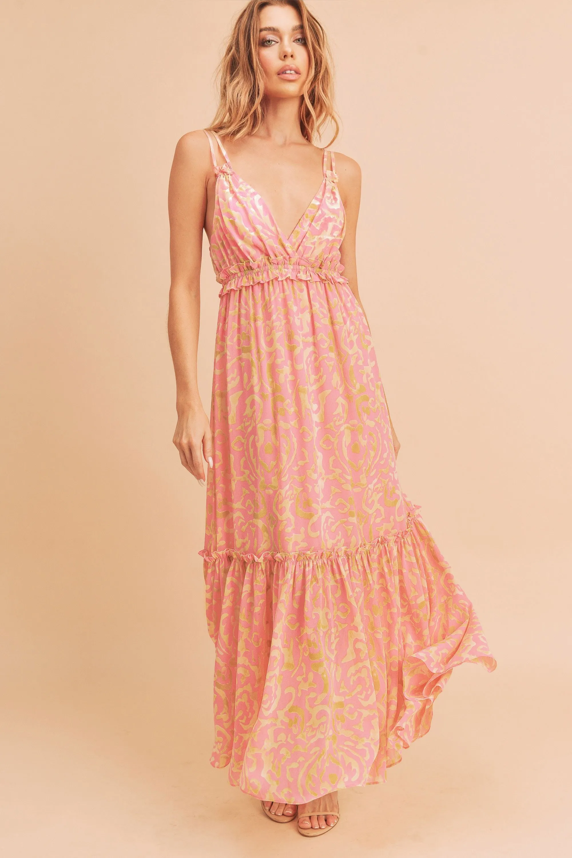 Floral Lined Midi Dress