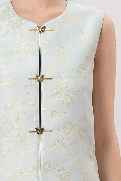 Gabrina Light Blue Butterfly Knot Sleeveless Jacket
