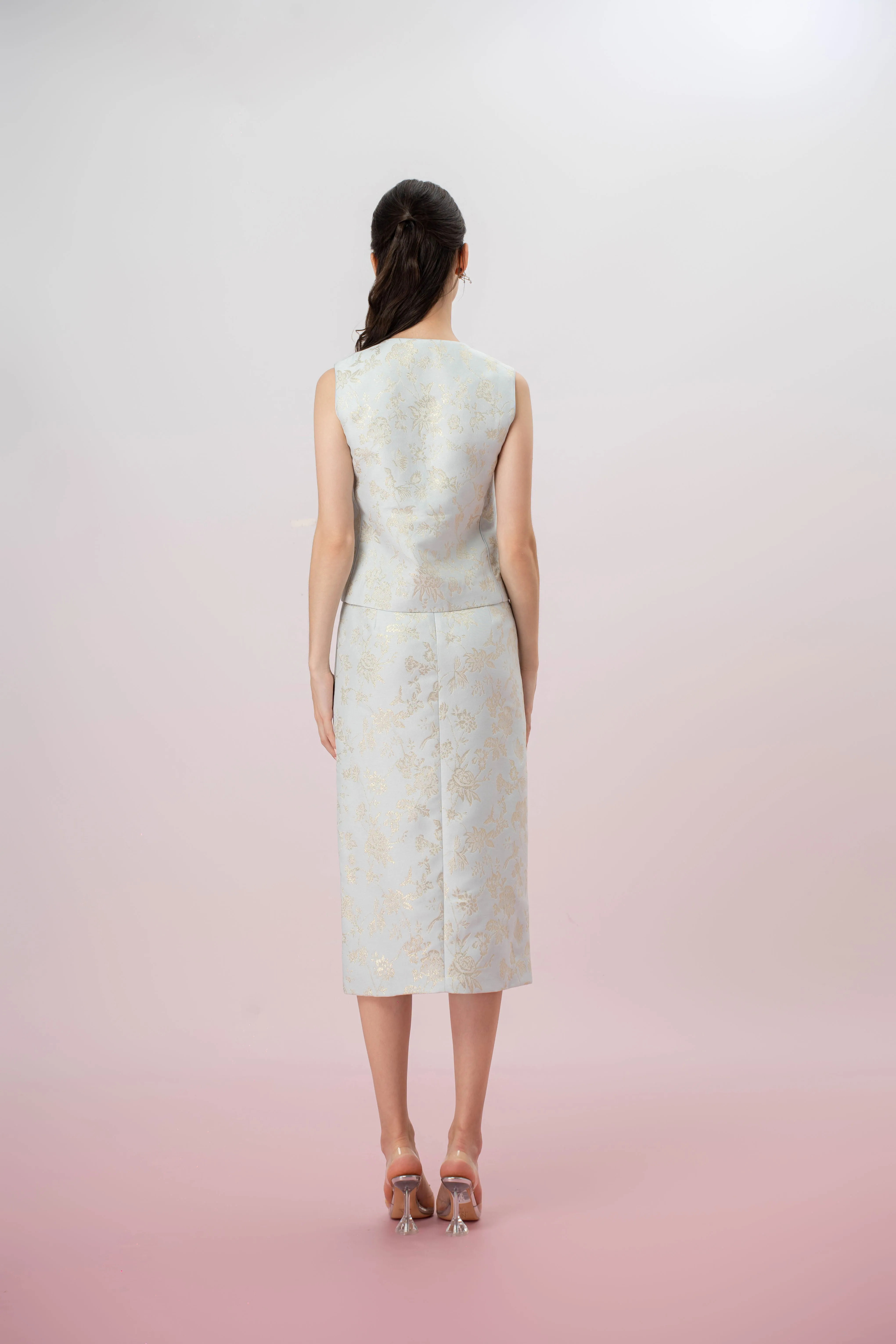 Gabrina Light Blue Butterfly Knot Sleeveless Jacket