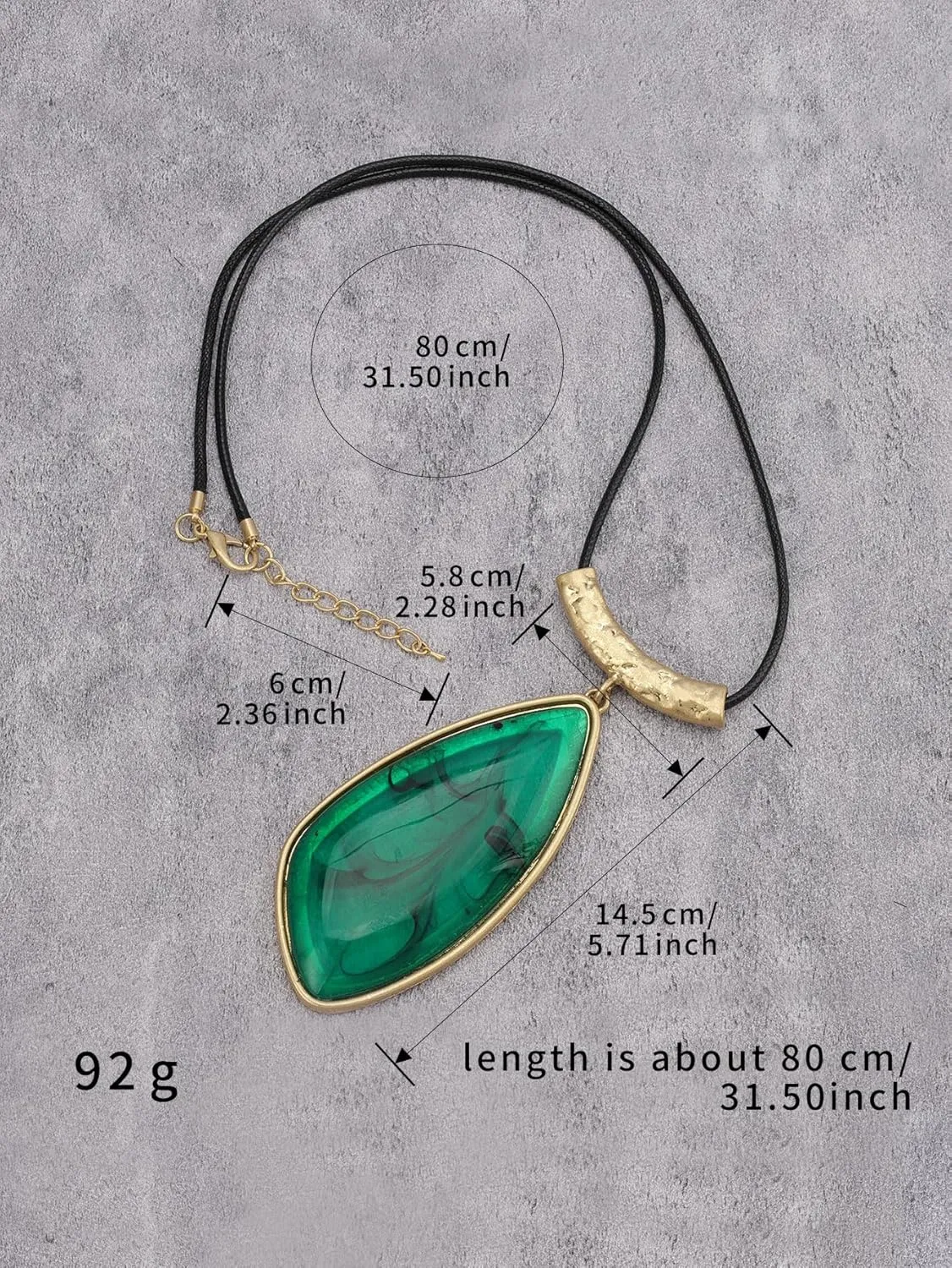 GelConnie Leather Necklace for Women Large Pendant Long Brown Necklace Circle Leather Choker Vintage Sweater Necklace Gold Chunky Boho Necklaces for Women