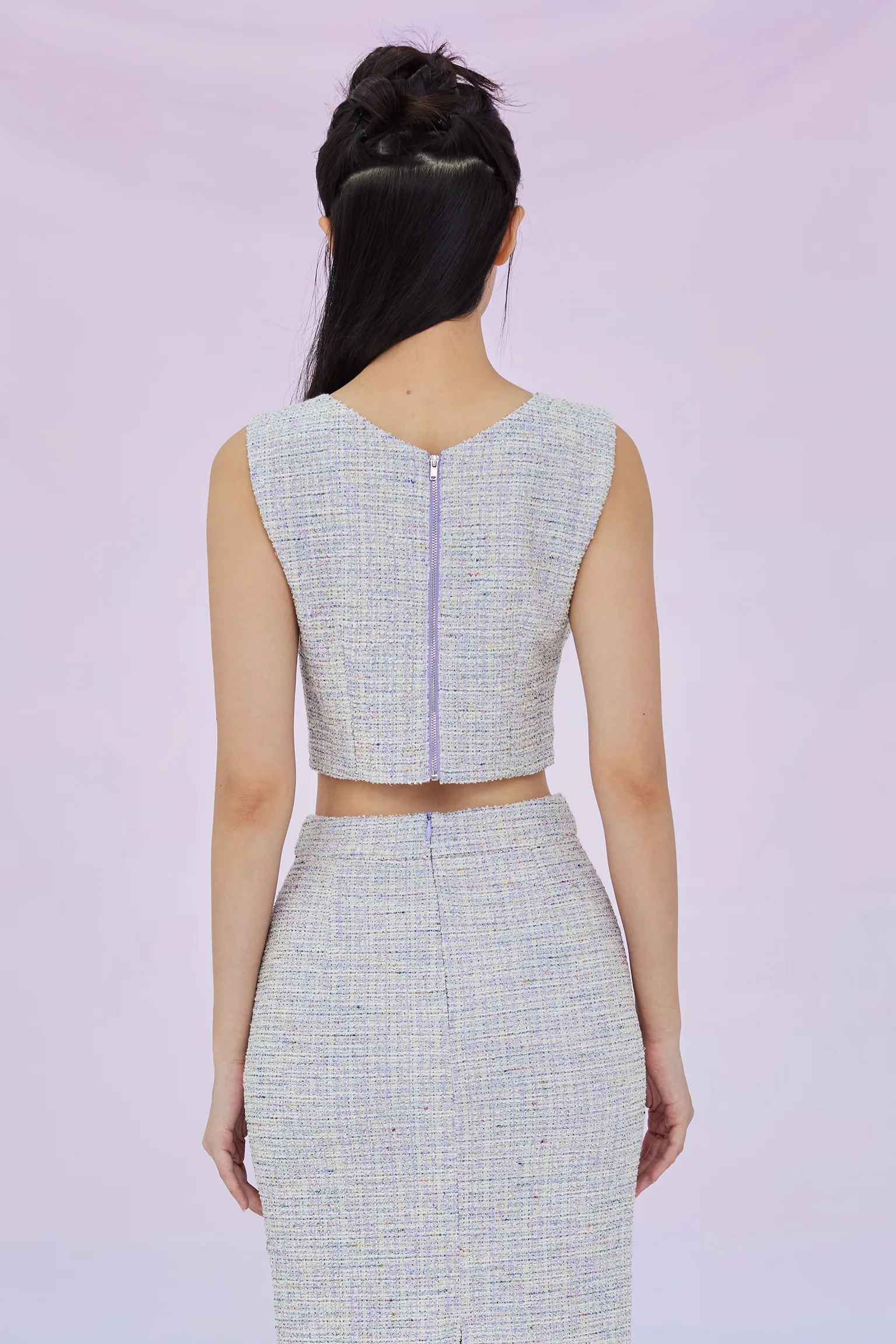 Ginevra Light Purple Tweed Top